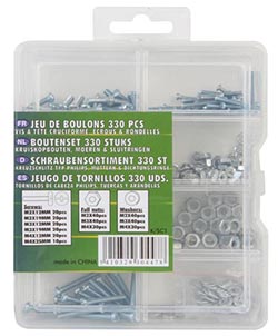 VELLEMAN KSC1 BOLT SET 330 PCS (PHILIPS SCREWS - NUTS & WASHERS)