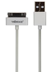 VELLEMAN PCMP66 USB A MALE to APPLE 30-PIN MALE CABLE - WHITE - 3.28 ft 