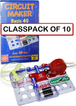 Elenco SNAP CIRCUITS CM-40(CLASSPACK OF 10)Circuit Maker 40 Basic Project Kit 